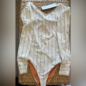 Boys and Arrows One piece Striped White Long Sleeve Bodysuit
